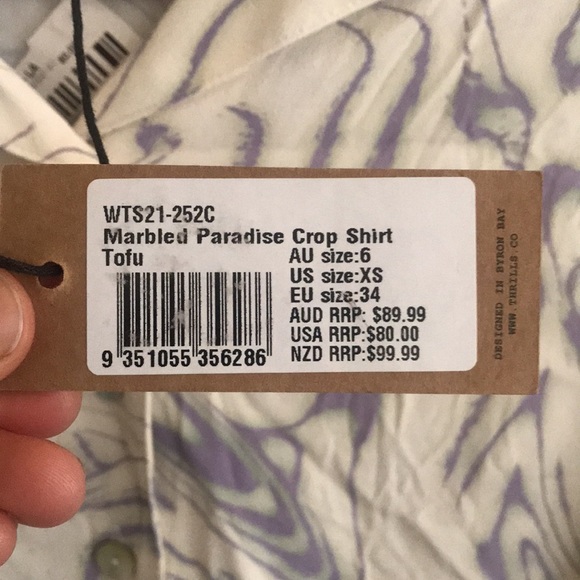 Thrills crop top silky mesh button up. - Picture 2 of 3